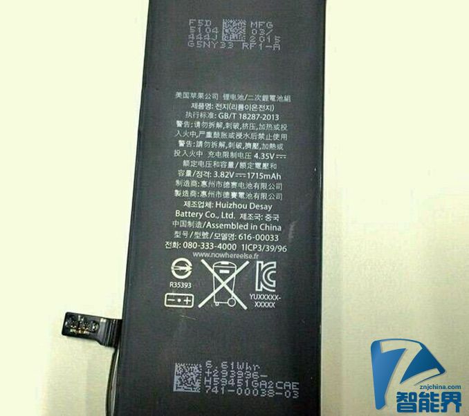 悲?。篿Phone 6s 電池容量或只有1715毫安